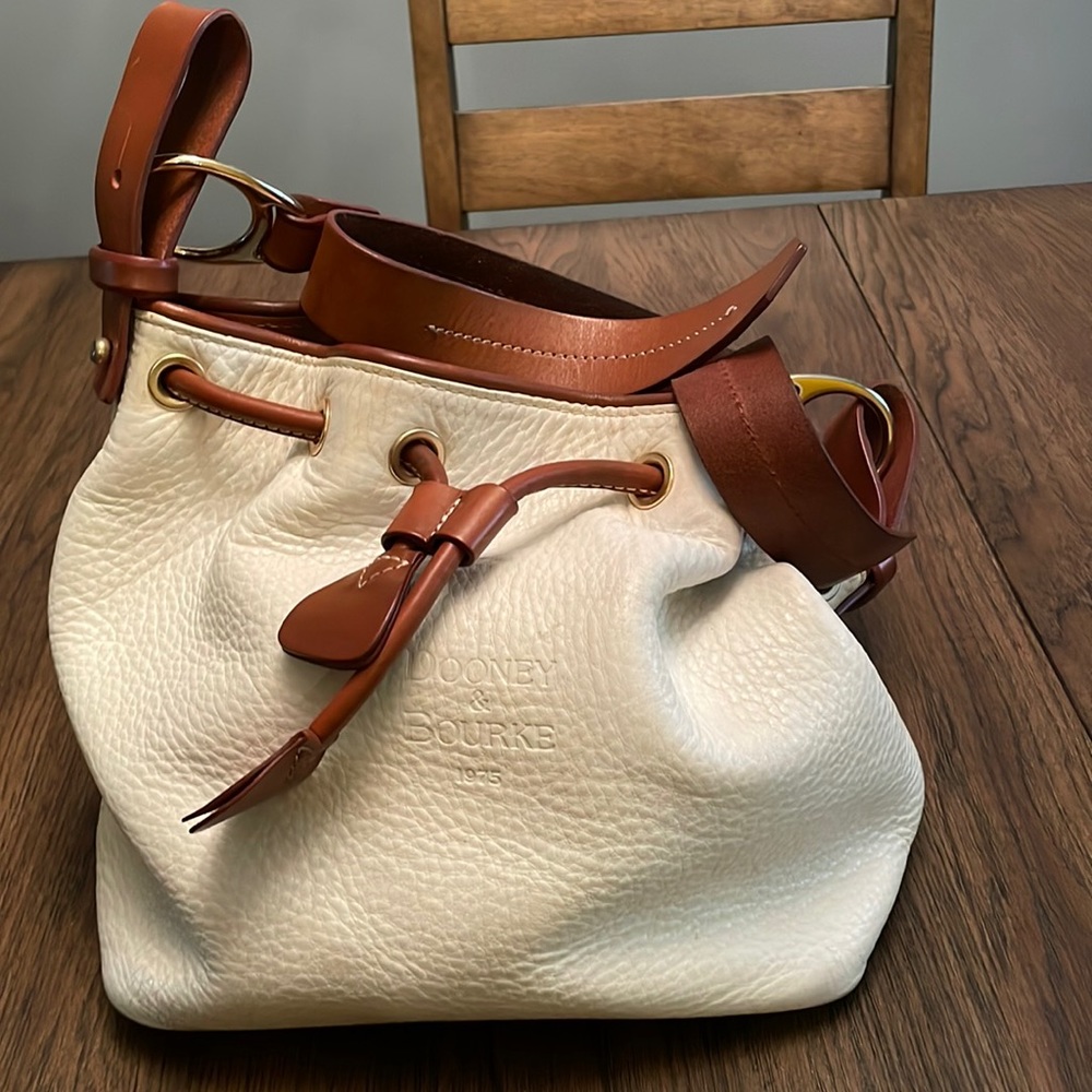 COPY - Dooney & Bourke Drawstring Leather Bag White Purse